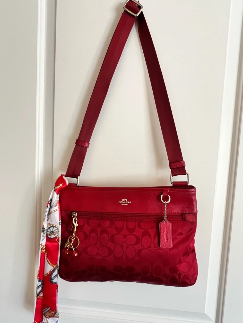 Coach Cherry Red Signature Crossbody Bag - Picture 2 of 11